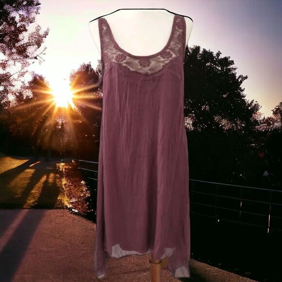 H Trend Asymmetrical Silk Dress XS Shift Boho Italy Fairygrunge Crochet Fairy - Picture 16 of 16